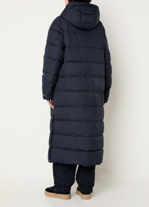 Ilse Jacobsen Longline puffer jack met capuchon - achterkant 3 donkerblauw
