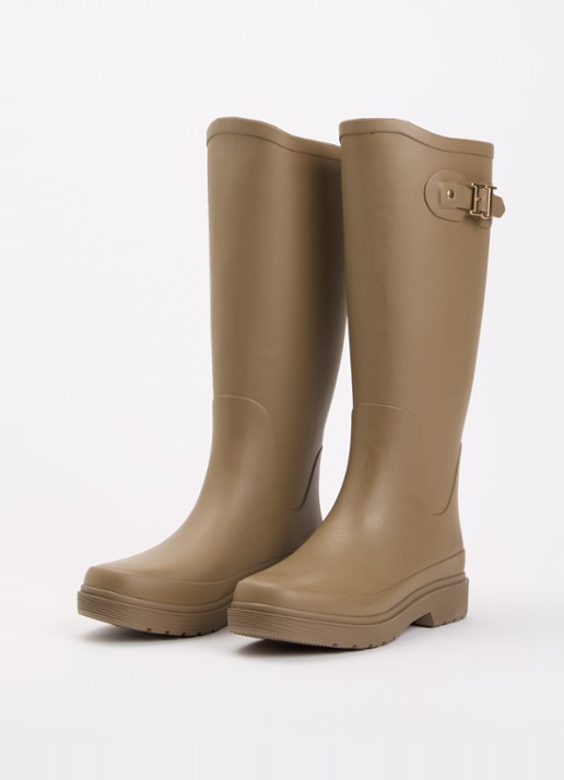 Ilse Jacobsen Neo regenlaars met gespdetail - detail 2 donkerbeige