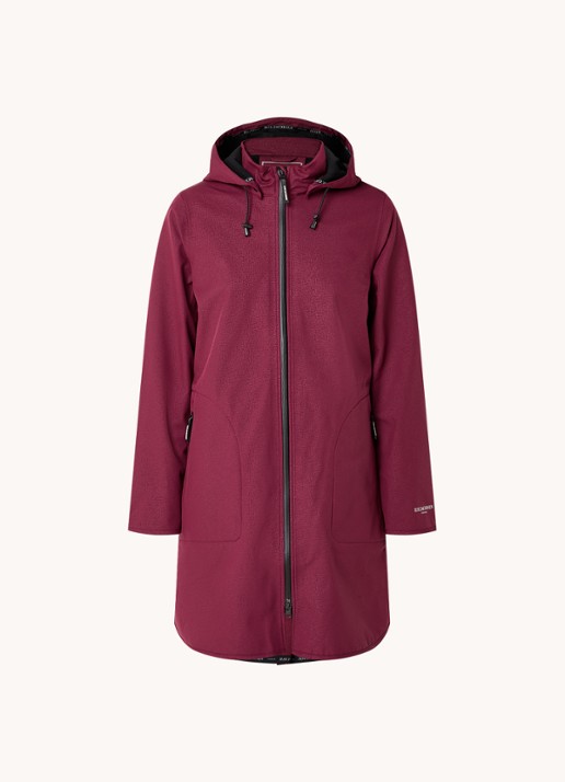 Ilse Jacobsen Rain128 softshell regenjas met afneembare capuchon - voorkant 3 bordeauxrood
