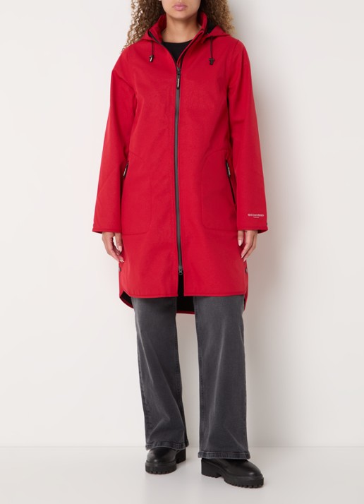 Ilse Jacobsen Rain128 softshell regenjas met afneembare capuchon - detail 2 donkerrood