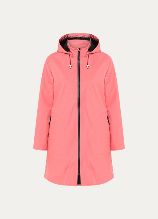 Ilse Jacobsen Rain128 softshell regenjas met afneembare capuchon - voorkant 2 koraalroze