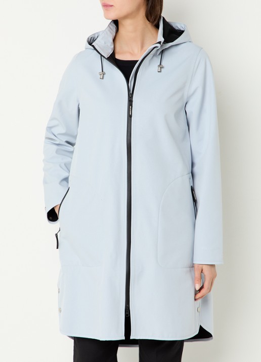 Ilse Jacobsen Rain128 softshell regenjas met afneembare capuchon - detail 2 lichtblauw