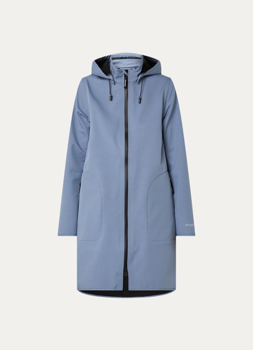 Ilse Jacobsen Rain128 softshell regenjas met afneembare capuchon - voorkant staalblauw