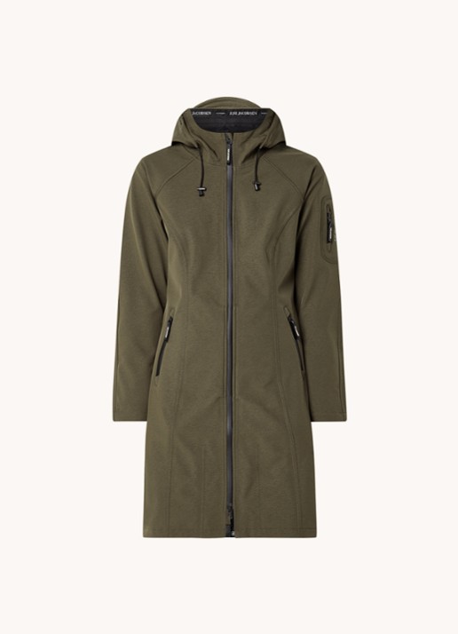 Ilse Jacobsen Rain37L softshell regenjas met gesealde rits  - voorkant groen