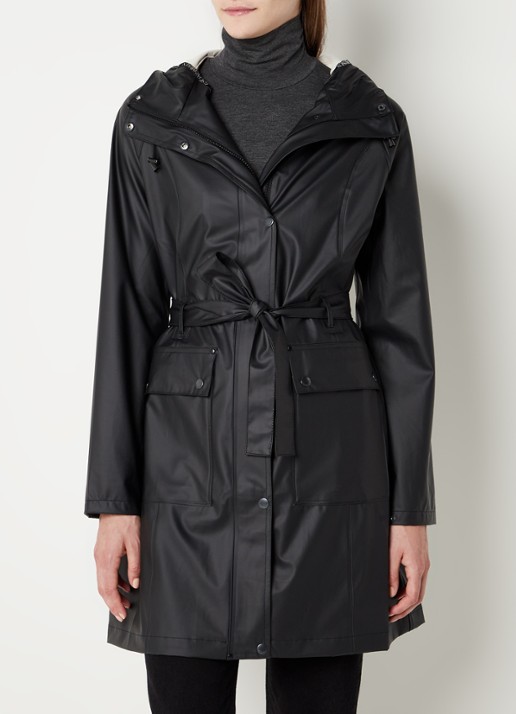 Ilse Jacobsen Rain70 regenjas met strikceintuur  - detail 4 zwart