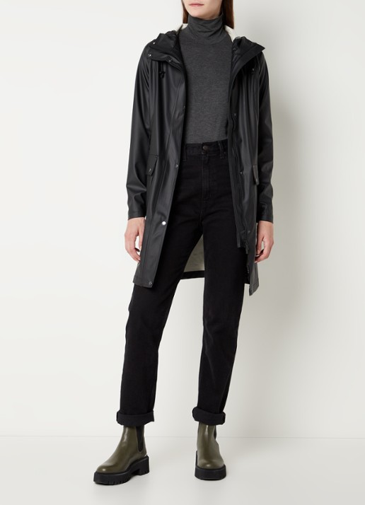 Ilse Jacobsen Rain70 regenjas met strikceintuur  - voorkant 3 zwart