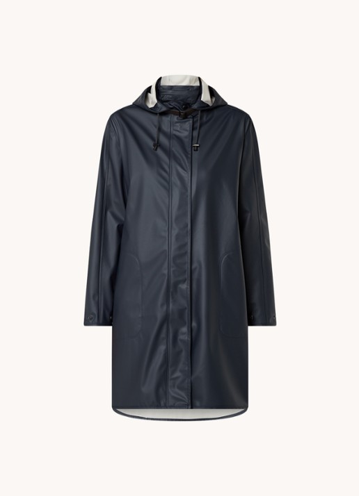 Ilse Jacobsen Rain71 regenjas met afneembare capuchon en steekzakken - voorkant 3 donkerblauw