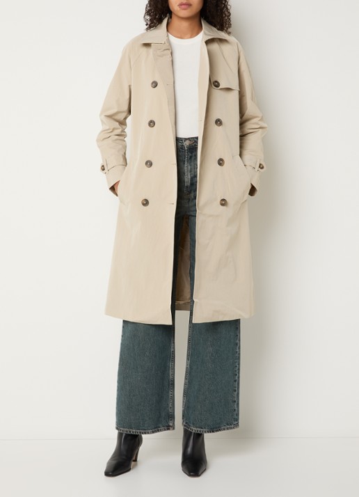 Ilse Jacobsen Rainvision double-breasted trenchcoat met steekzakken en strikceintuur - voorkant 4 beige