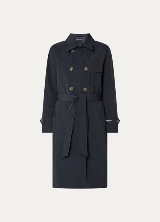 Ilse Jacobsen Rainvision double-breasted trenchcoat met steekzakken en strikceintuur - voorkant 3 donkerblauw
