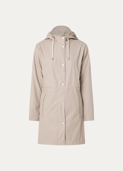 Ilse Jacobsen Regenjas met capuchon en steekzakken - voorkant beige