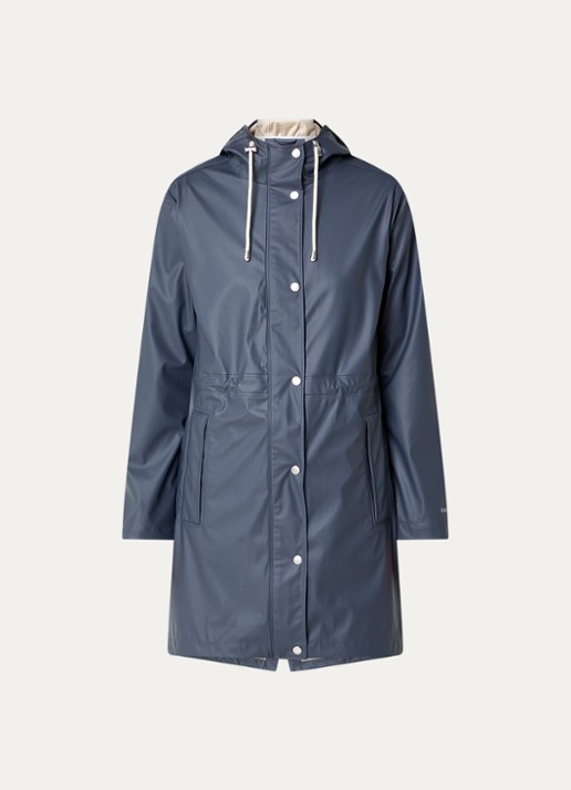 Ilse Jacobsen Regenjas met capuchon en steekzakken - voorkant donkerblauw