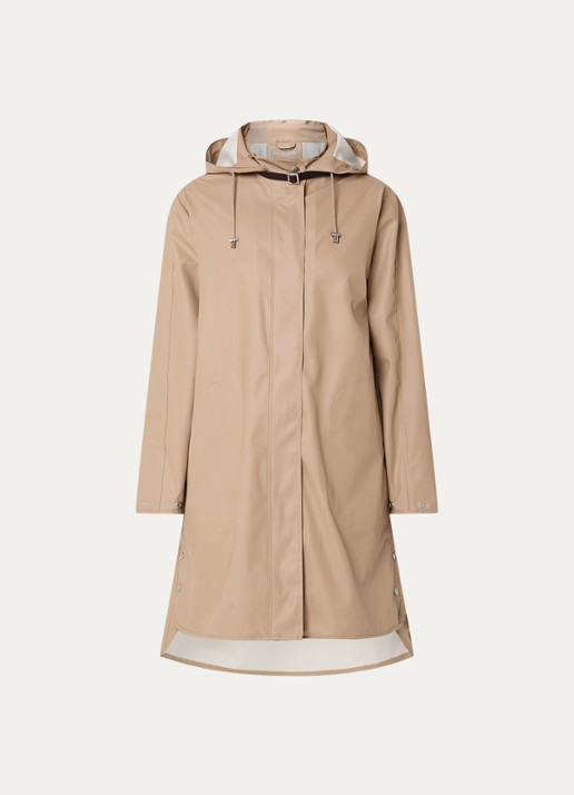 Ilse Jacobsen Regenjas met capuchon en steekzakken - voorkant 2 beige