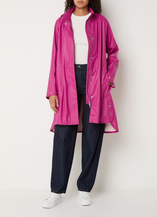 Ilse Jacobsen Regenjas met capuchon en steekzakken - voorkant 4 fuchsia