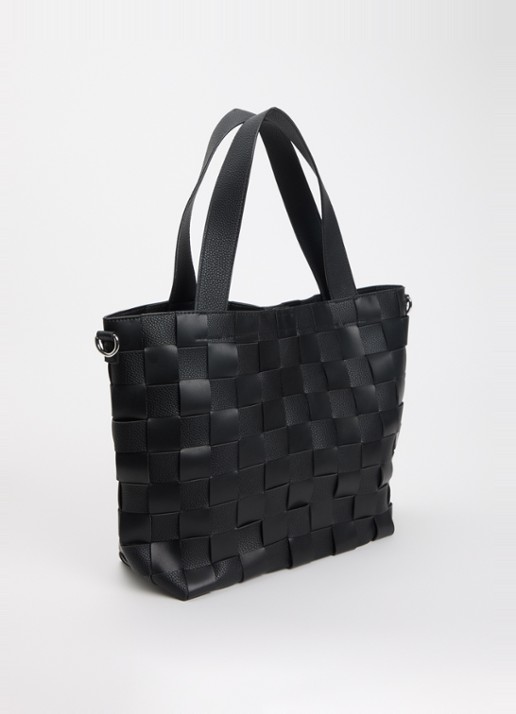 Ilse Jacobsen Shopper met gevlochten detail - achterkant zwart