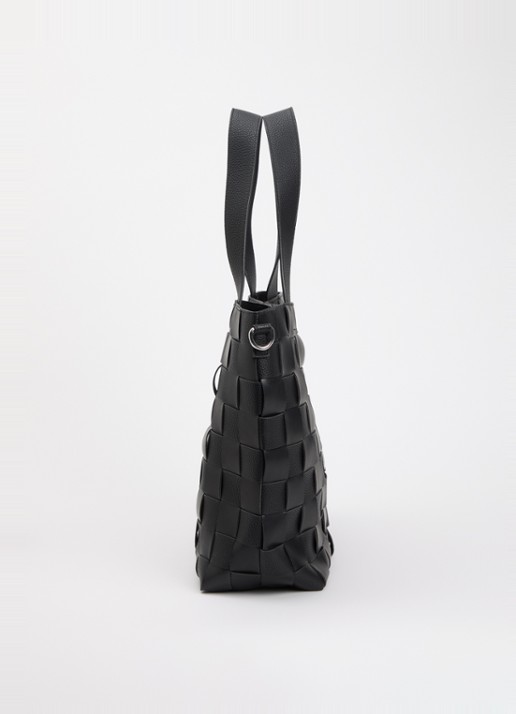 Ilse Jacobsen Shopper met gevlochten detail - detail 4 zwart