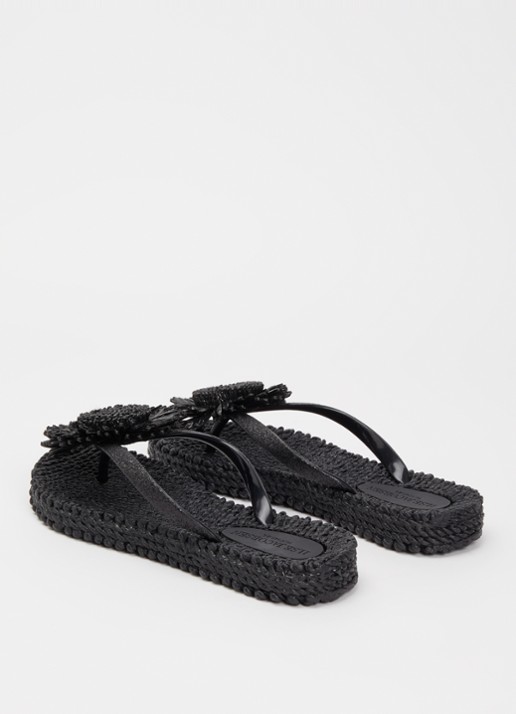 Ilse Jacobsen Slipper met glitter en applicatie - achterkant zwart