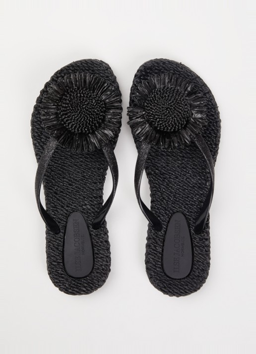 Ilse Jacobsen Slipper met glitter en applicatie - detail 3 zwart