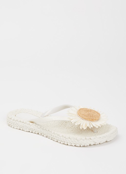 Ilse Jacobsen Slipper met glitter en applicatie - voorkant 5 gebroken wit