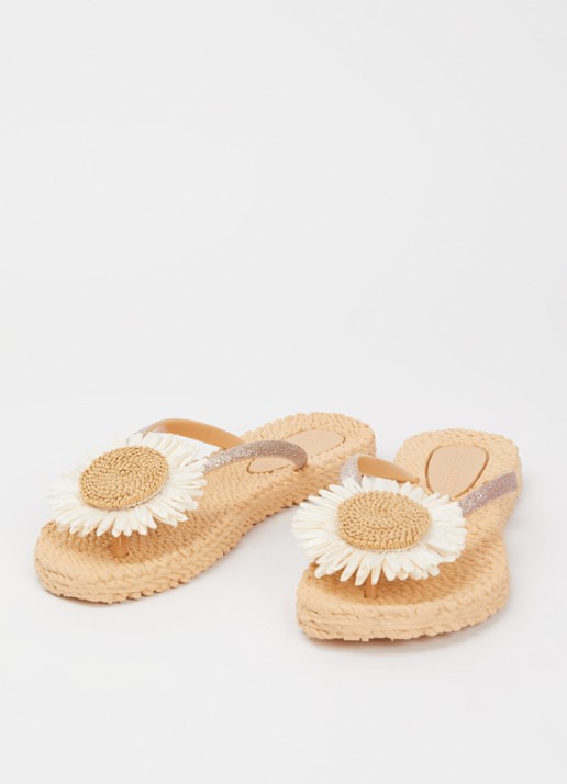 Ilse Jacobsen Slipper met glitter en applicatie - detail 2 beige