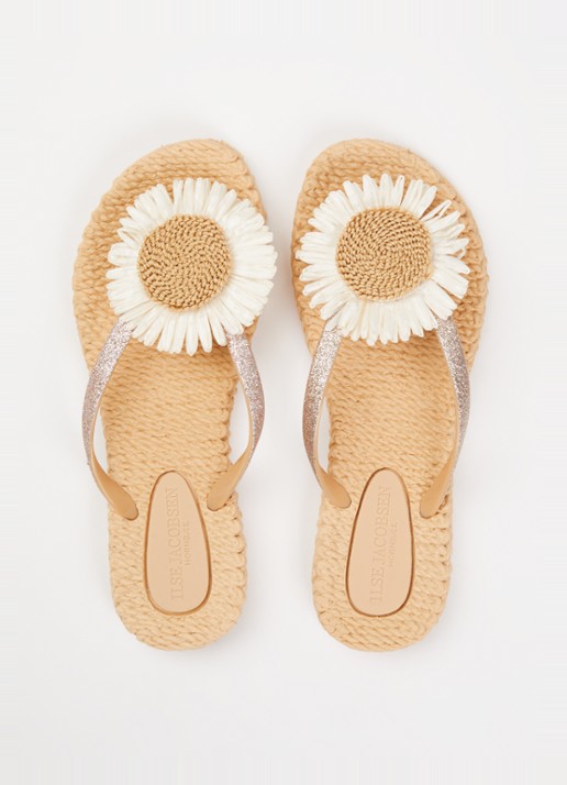 Ilse Jacobsen Slipper met glitter en applicatie - detail 3 beige