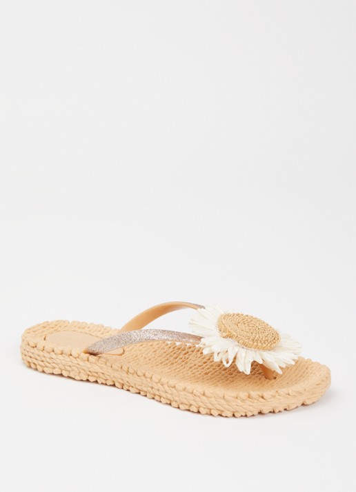 Ilse Jacobsen Slipper met glitter en applicatie - voorkant 5 beige