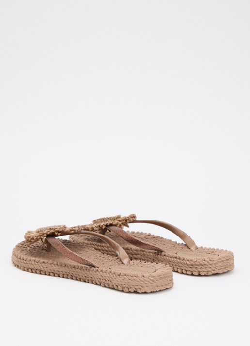 Ilse Jacobsen Slipper met glitter en applicatie - achterkant 5 lichtbruin