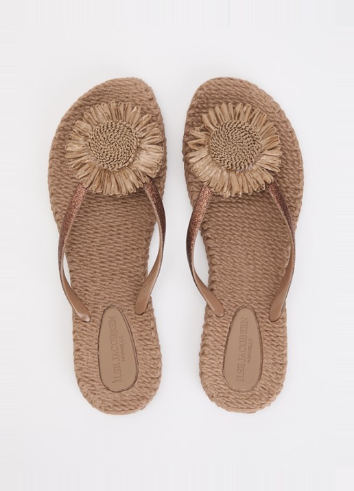 Ilse Jacobsen Slipper met glitter en applicatie - detail 2 lichtbruin
