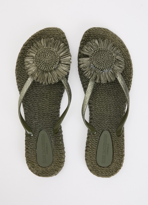 Ilse Jacobsen Slipper met glitter en applicatie - detail 3 legergroen