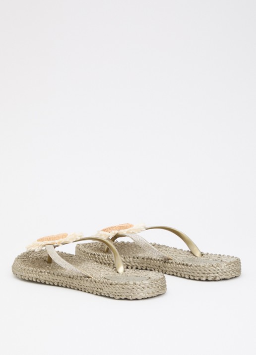 Ilse Jacobsen Slipper met glitter en applicatie - achterkant 4 donkerbeige