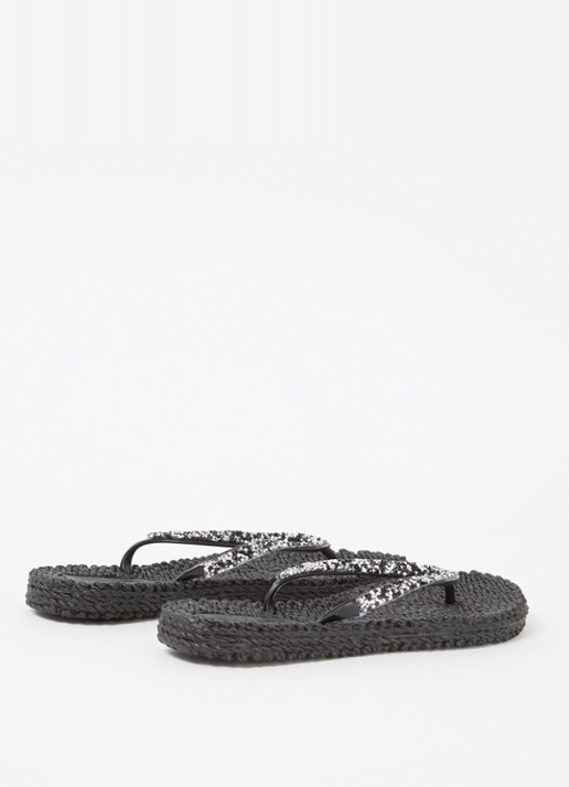 Ilse Jacobsen Slipper met glitter - detail zwart