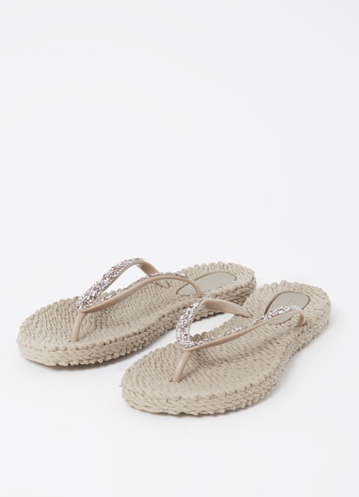 Ilse Jacobsen Slipper met glitter - detail donkerbeige