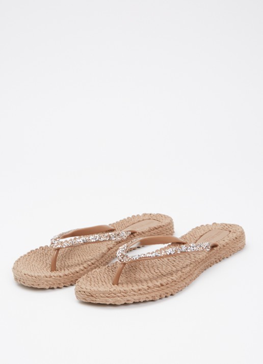 Ilse Jacobsen Slipper met glitter - detail 3 lichtbruin