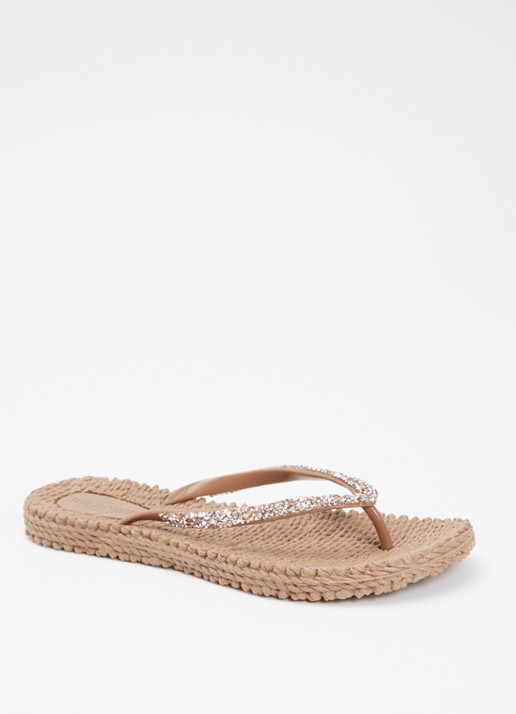 Ilse Jacobsen Slipper met glitter - voorkant lichtbruin