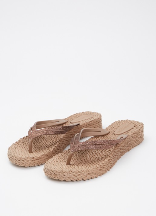 Ilse Jacobsen Slipper met glitter - detail 3 lichtbruin