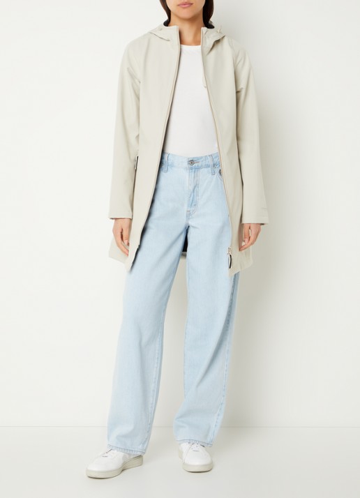 Ilse Jacobsen Softshell jack met capuchon en ritszakken - voorkant 4 beige