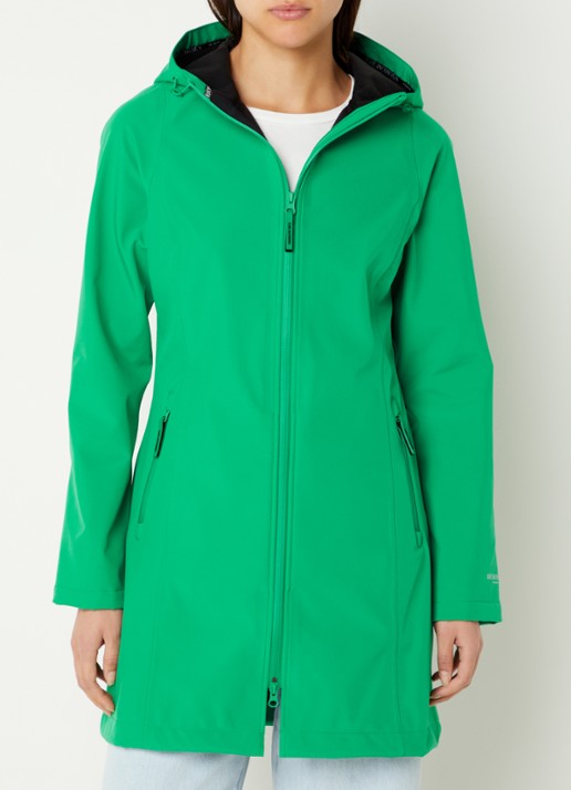 Ilse Jacobsen Softshell jack met capuchon en ritszakken - detail felgroen