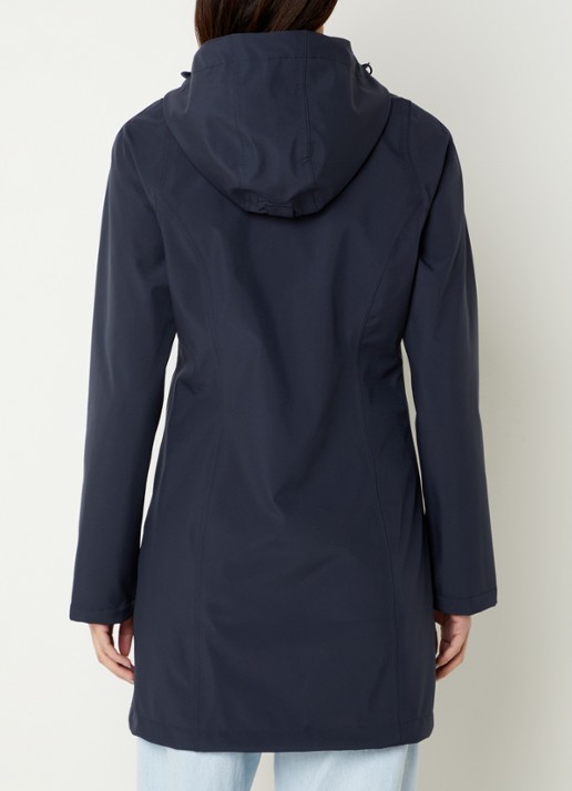 Ilse Jacobsen Softshell jack met capuchon en ritszakken - achterkant 3 donkerblauw