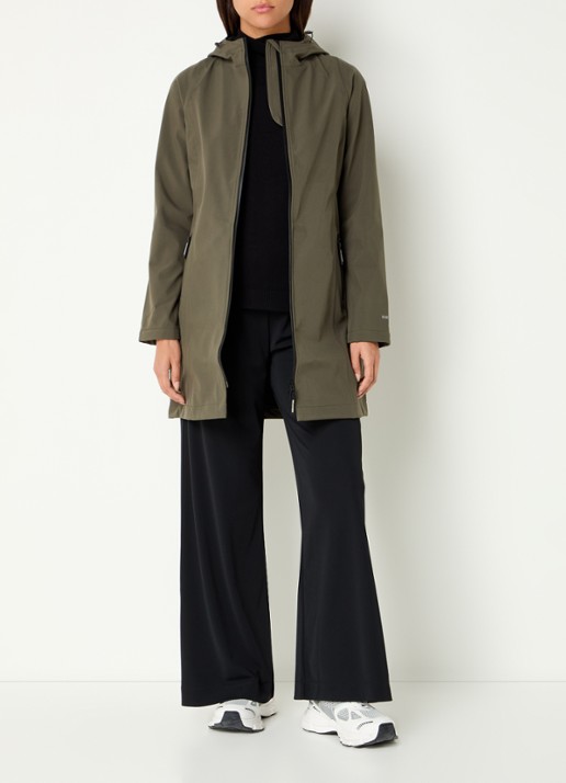 Ilse Jacobsen Softshell jack met capuchon en ritszakken - voorkant 3 legergroen