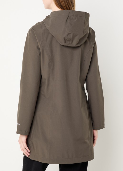 Ilse Jacobsen Softshell jack met capuchon en ritszakken - achterkant 3 bronsgroen