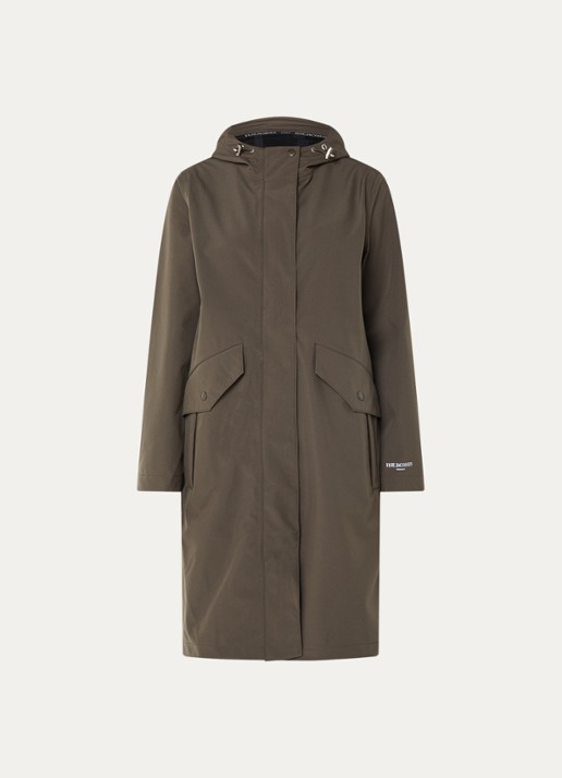 Ilse Jacobsen Softshell regenjas met capuchon - voorkant 3 bronsgroen