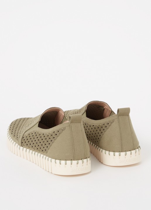 Ilse Jacobsen Tulip slip-on met cut-out detail - achterkant mosgroen