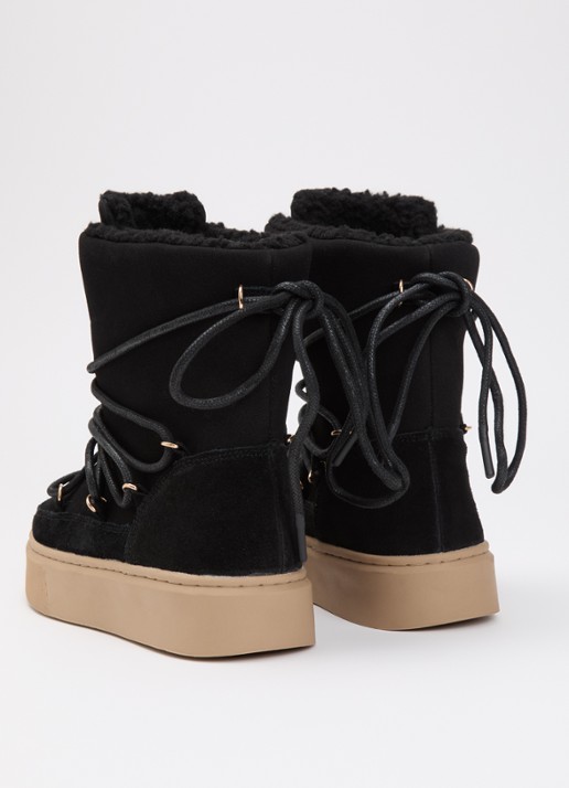 Ilse Jacobsen Warm Winter snowboot van suède  - achterkant 3 zwart