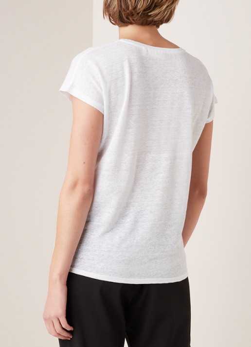 InWear Faylinn semi-transparant T-shirt van linnen - achterkant 4 wit