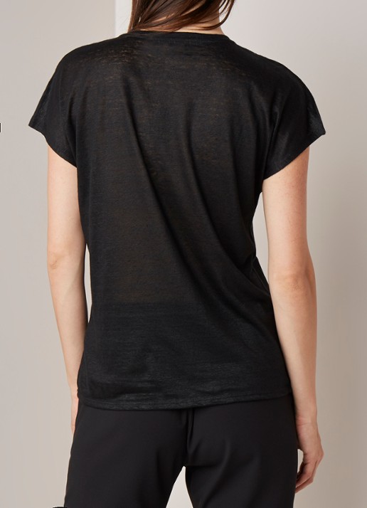 InWear Faylinn semi-transparant T-shirt van linnen - achterkant 4 zwart