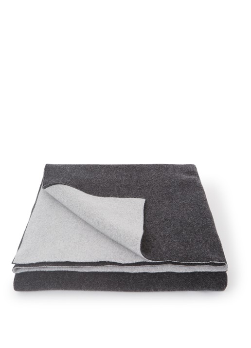 Iosis Verso plaid in wolblend 130 x 170 cm - voorkant 2 antraciet