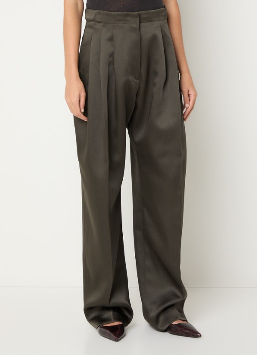 IRO Alabama low waist wide fit pantalon van satijn met plooidetail