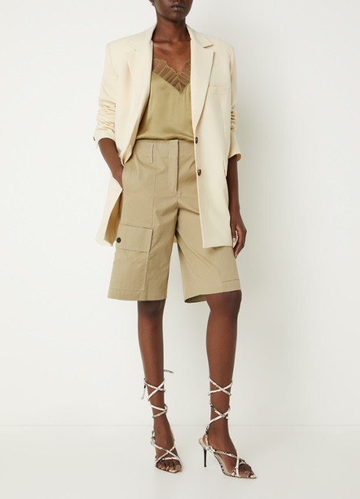 IRO Alapi blazer in wolblend met klepzakken - voorkant 2 beige