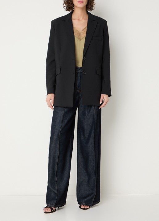 IRO Alapi blazer in wolblend met klepzakken - voorkant 4 zwart