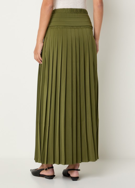 IRO Althea maxi rok met plissé - achterkant mosgroen