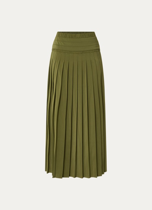 IRO Althea maxi rok met plissé - voorkant 3 mosgroen